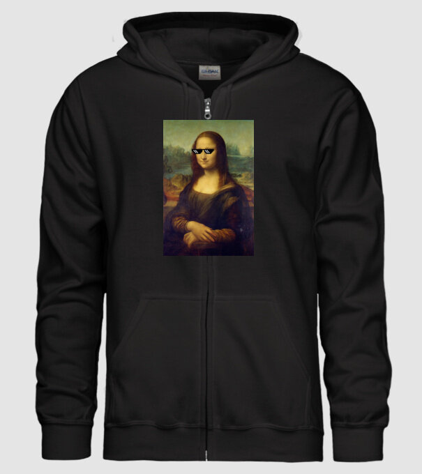 Mona Lisa Deal with it model negru pe tricou
