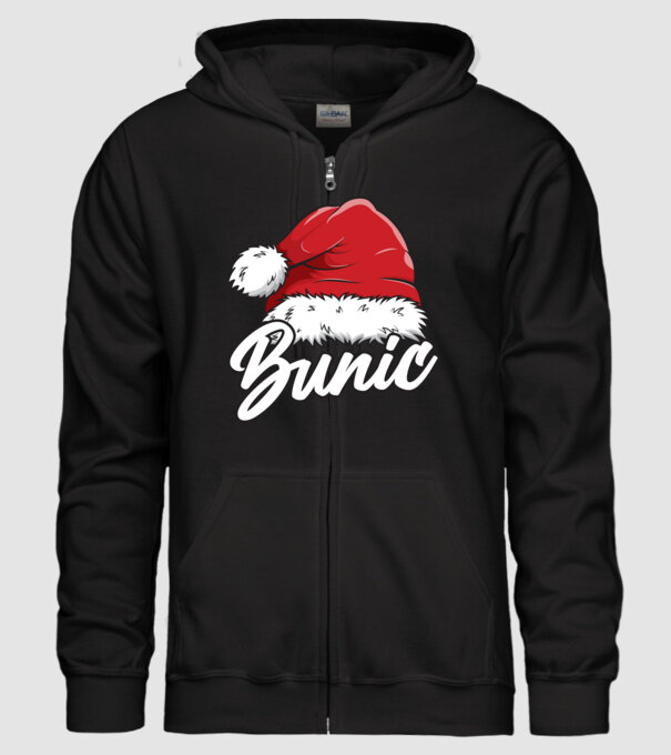bunic Santa Hat model negru pe tricou