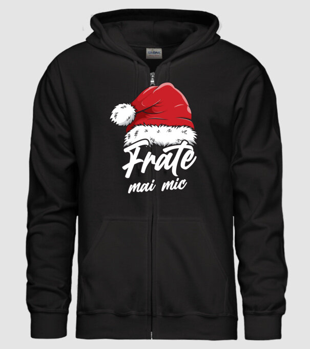 frate mai mic Santa Hat model negru pe tricou