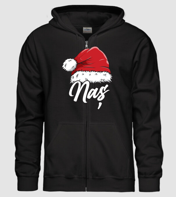 naș Santa Hat model negru pe tricou