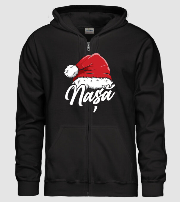 nașă Santa Hat model negru pe tricou