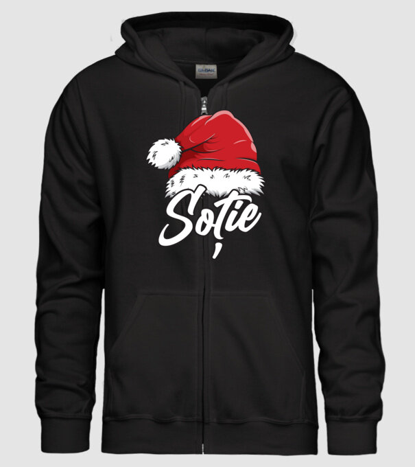 soție Santa Hat model negru pe tricou