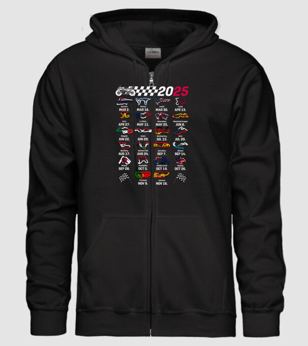 MOTOGP 25 CALENDAR Negru model negru pe tricou