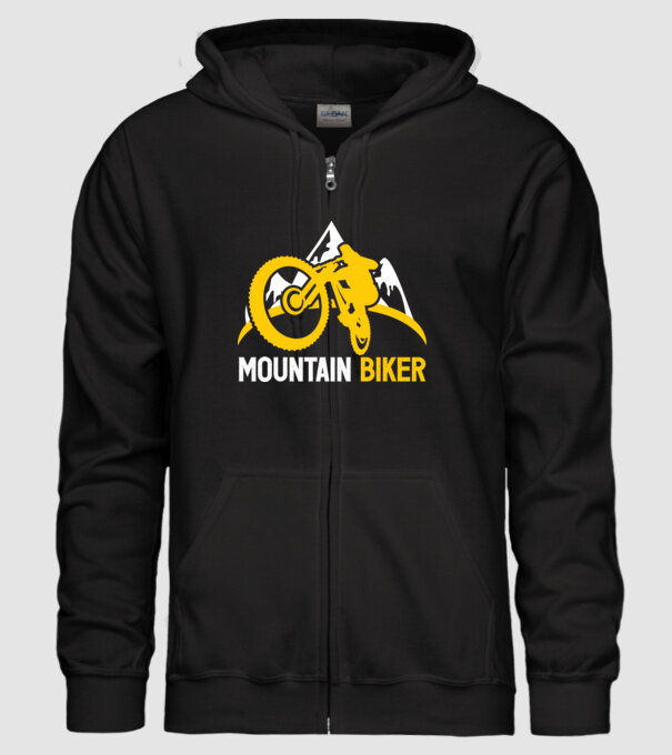 mountain biker model negru pe tricou