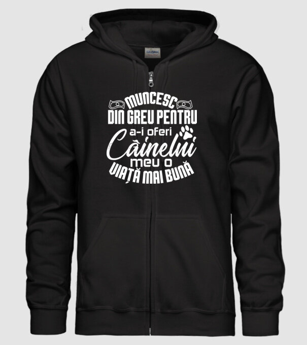 Muncesc din greu pentru a-i oferi câinelui meu o viață mai bună model negru pe tricou