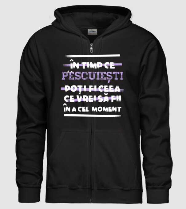 în timp ce pescuiești poți fi ceea ce vrei să fii - în acel moment model negru pe tricou