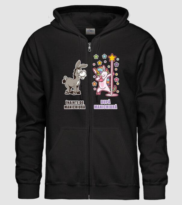 Înainte de manichiură - După manichiură model negru pe tricou