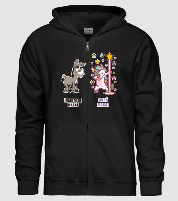 Înainte de masaj - După masaj model negru pe tricou