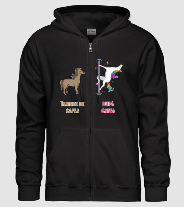 Înainte de cafea - După cafea model negru pe tricou