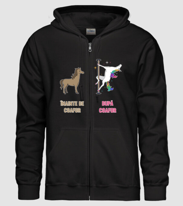 Înainte de coafor - După coafor model negru pe tricou