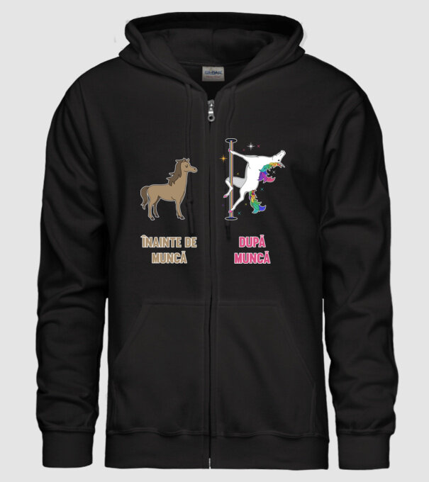 Înainte de muncă - după muncă model negru pe tricou
