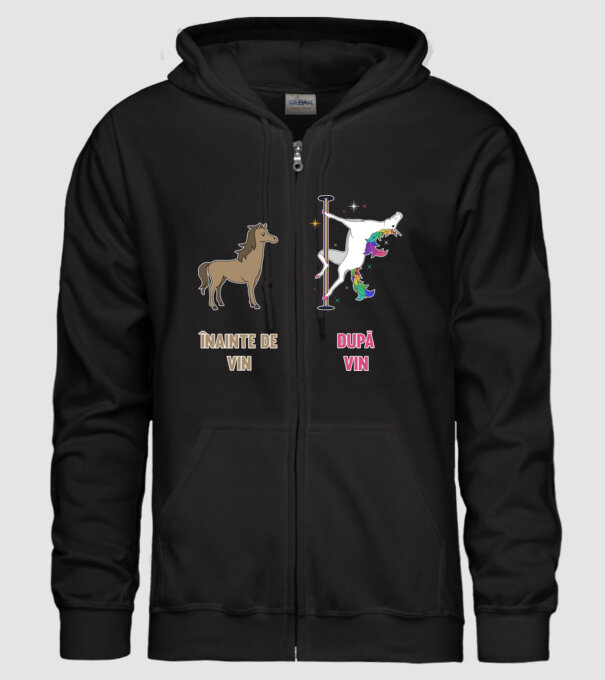 Înainte de vin - După vin model negru pe tricou