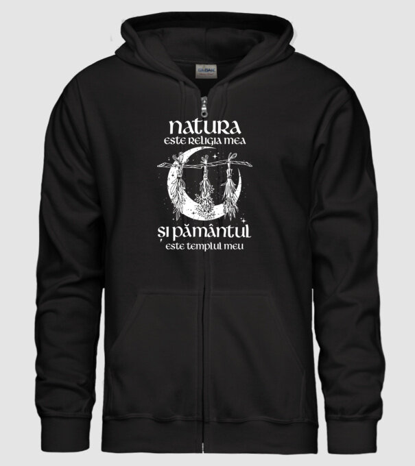 Natura este religia mea model negru pe tricou