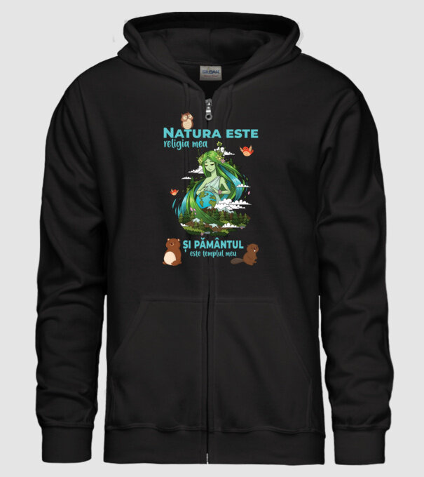 Natura este religia mea și pământul este templul meu model negru pe tricou