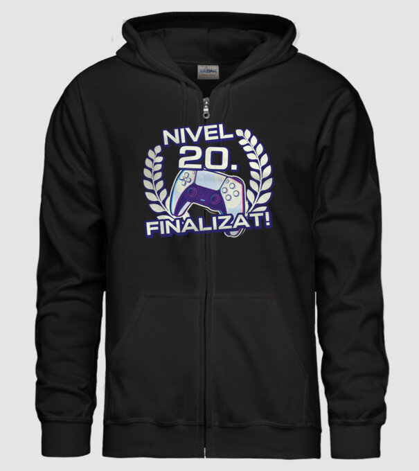 Nivel 20 finalizat! model negru pe tricou