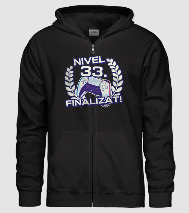 Nivel 33 finalizat! model negru pe tricou