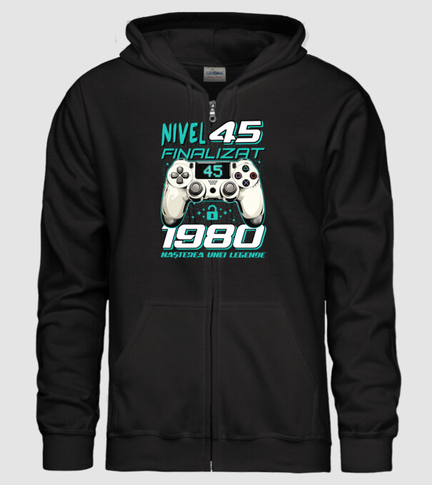 Nivel finalizat 45 1980 model negru pe tricou