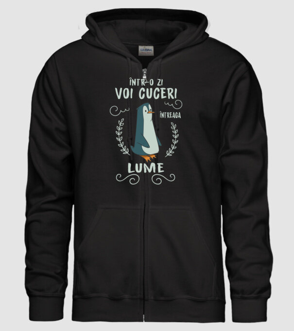 Într-o zi voi cuceri întreaga lume model negru pe tricou