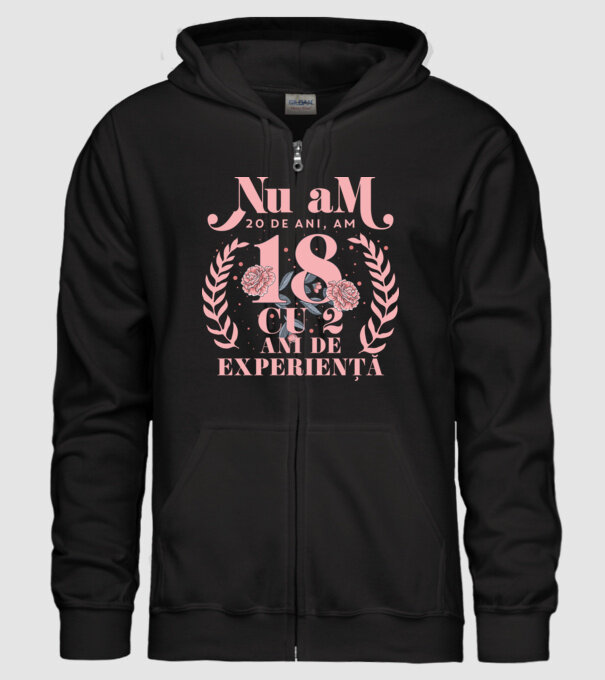 Nu am 20 de ani, am 18 cu 2 ani de experiență model negru pe tricou