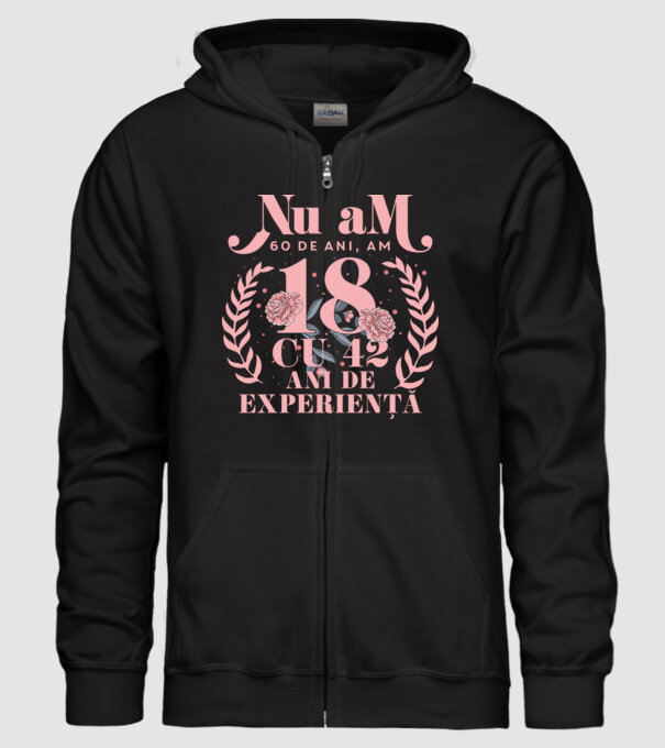 Nu am 60 de ani, am 18 cu 42 ani de experiență model negru pe tricou