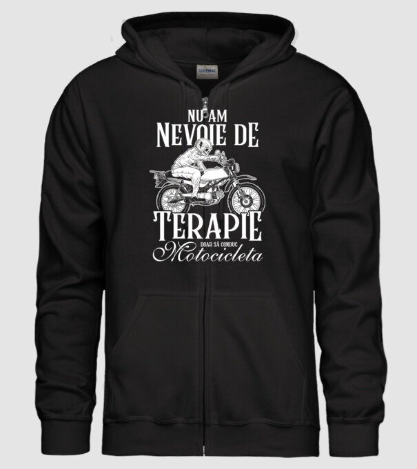 nu am nevoie de terapie, doar să conduc motocicleta model negru pe tricou