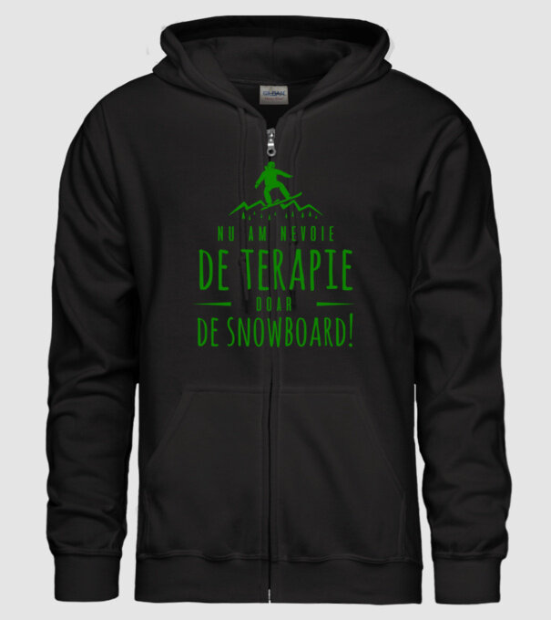 nu am nevoie de terapie doar de snowboard! model negru pe tricou