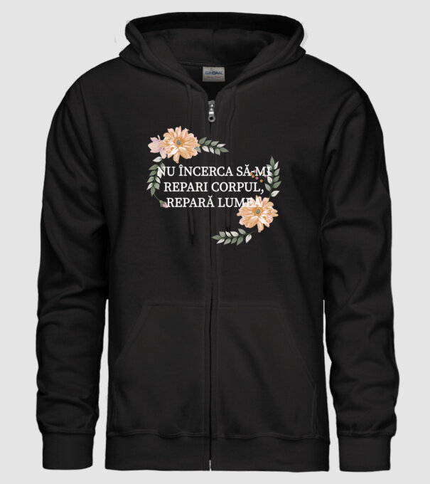 nu încerca să-mi repari corpul, repară lumea model negru pe tricou