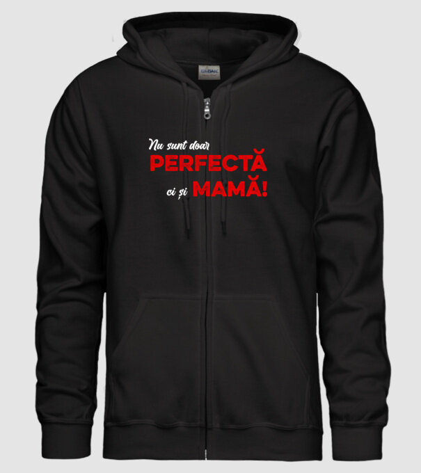 Nu sunt doar perfectă, ci și mamă! model negru pe tricou