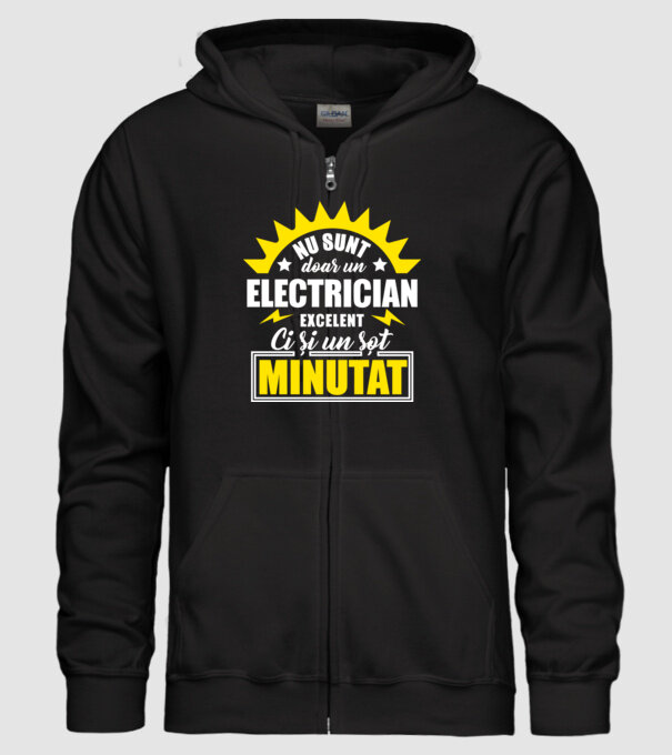 Nu sunt doar un electrician excelent, ci și un soț minunat! model negru pe tricou