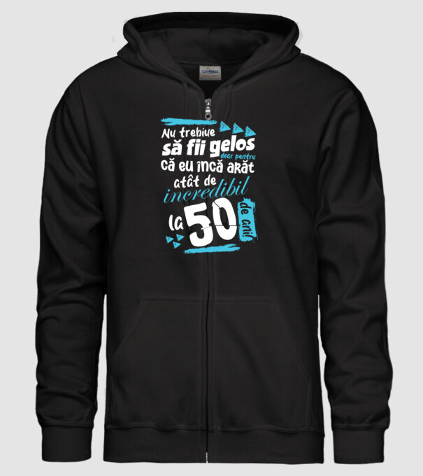 Nu trebuie să fii gelos 50 de ani model negru pe tricou