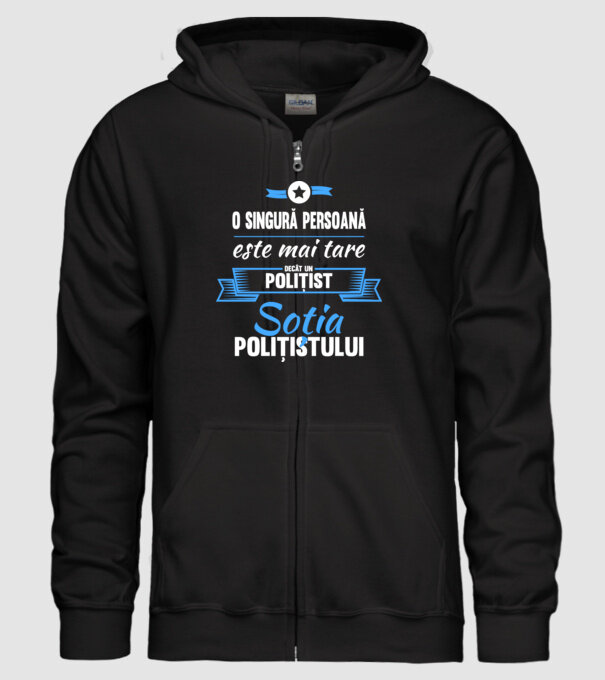 O singură persoană este mai tare decât un polițist, soția polițistului model negru pe tricou