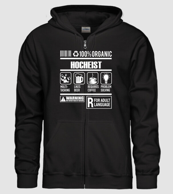 HOCHEIST model negru pe tricou