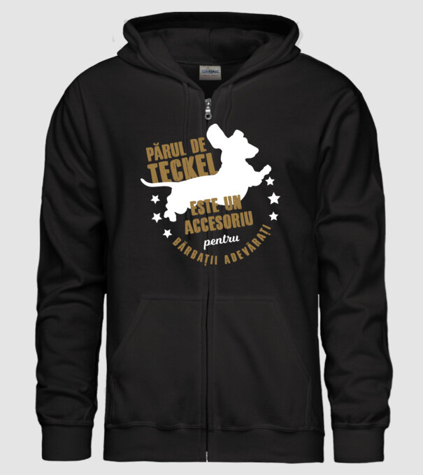părul de teckel este un accesoriu pentru bărbații adevărați model negru pe tricou