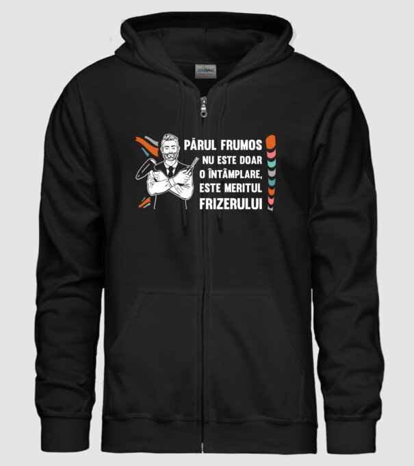părul frumos nu este doar o întâmplare, este meritul frizerului model negru pe tricou