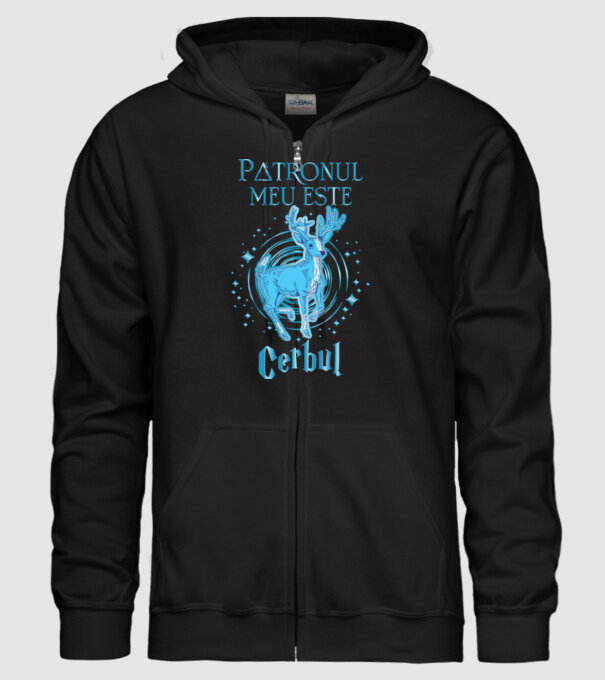 Patronul meu este CERBUL model negru pe tricou