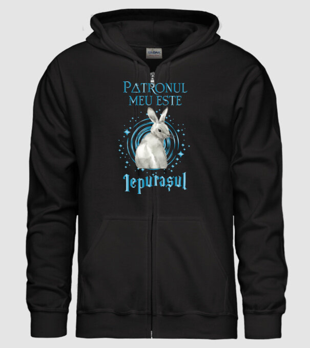 Patronul meu este IEPURAȘUL model negru pe tricou