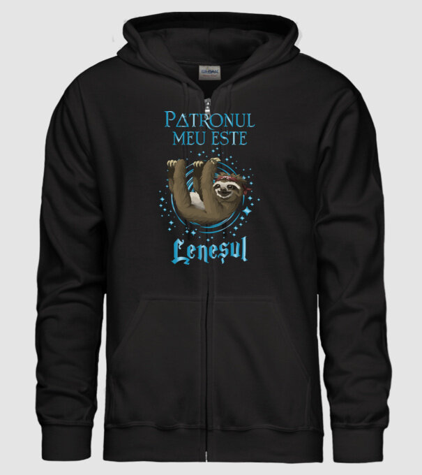 Patronul meu este LENEȘUL model negru pe tricou