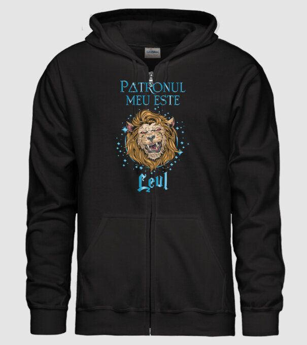 Patronul meu este LEUL model negru pe tricou