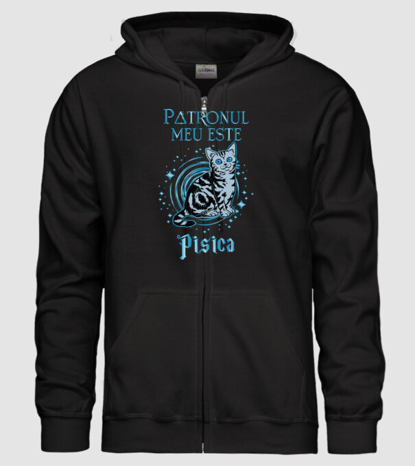 Patronul meu este PISICA model negru pe tricou