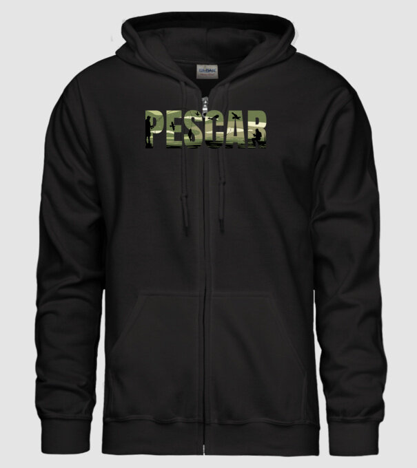 PESCAR model negru pe tricou