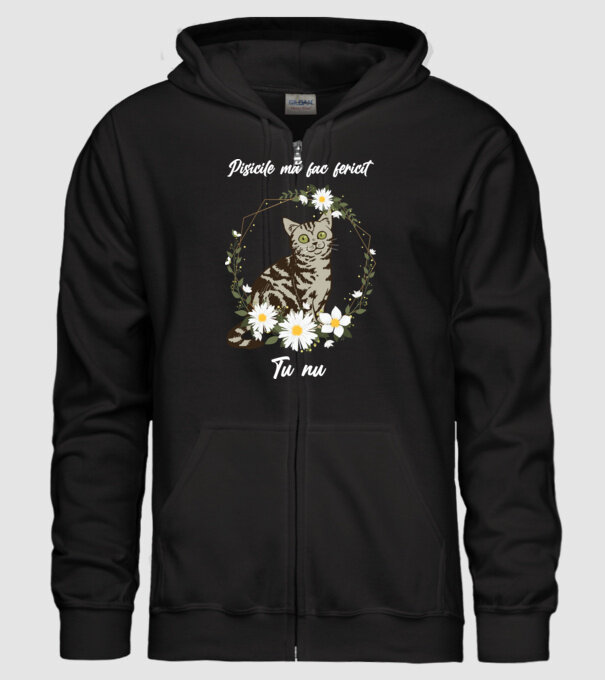 Pisicile mă fac fericit(ă), tu nu model negru pe tricou