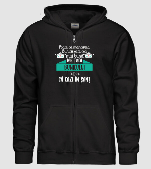 poate că mâncarea bunicii este cea mai bună, dar țuica bunicului te face să cazi în șanț model negru pe tricou