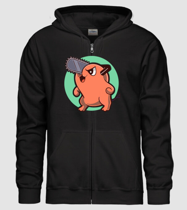 Pochita - ChainSawMan model negru pe tricou