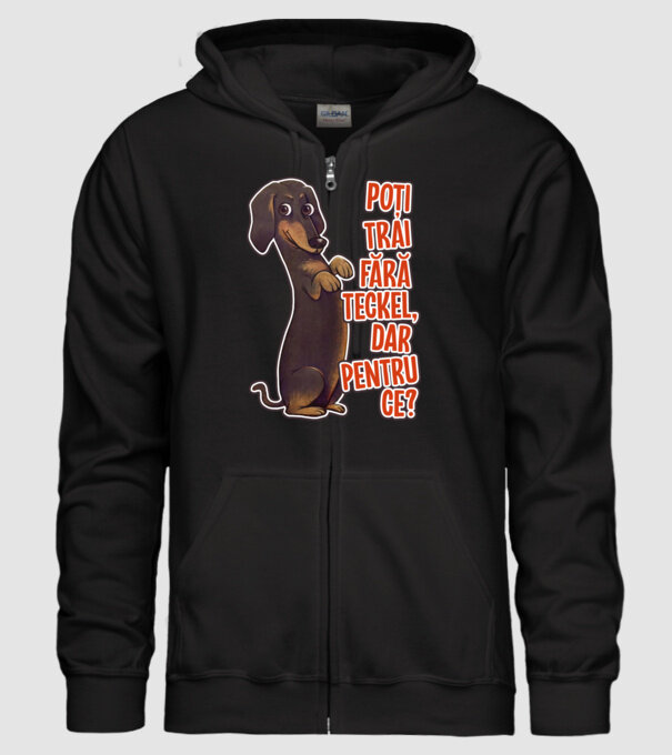 Poți trăi fără teckel, dar pentru ce? model negru pe tricou