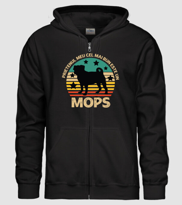 Prietenul meu cel mai bun este un mops model negru pe tricou