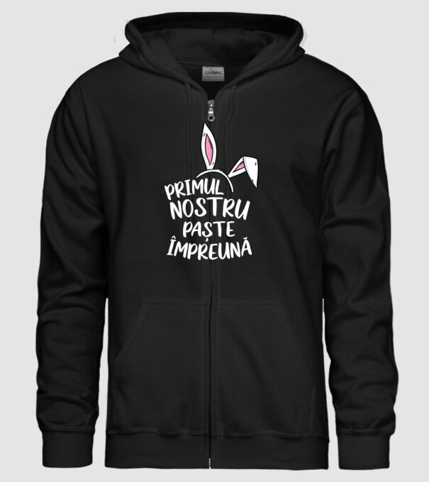 Primul nostru Paște împreună model negru pe tricou