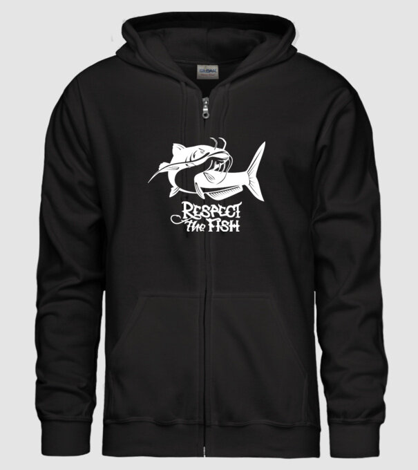 Respect the fish model negru pe tricou