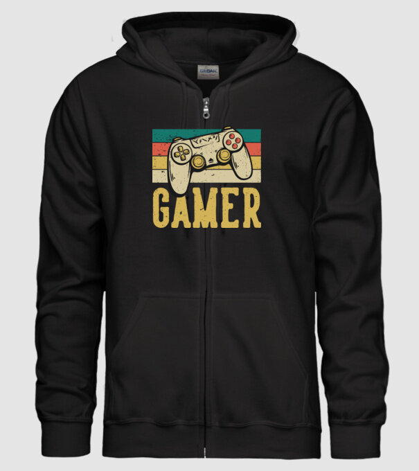 Retro gamer model negru pe tricou