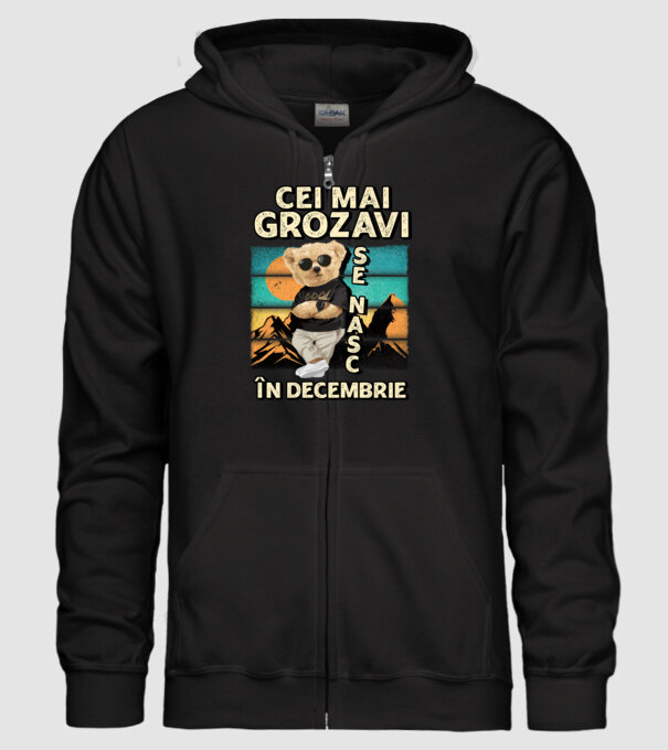 RETRO teddy DECEMBRIE model negru pe tricou
