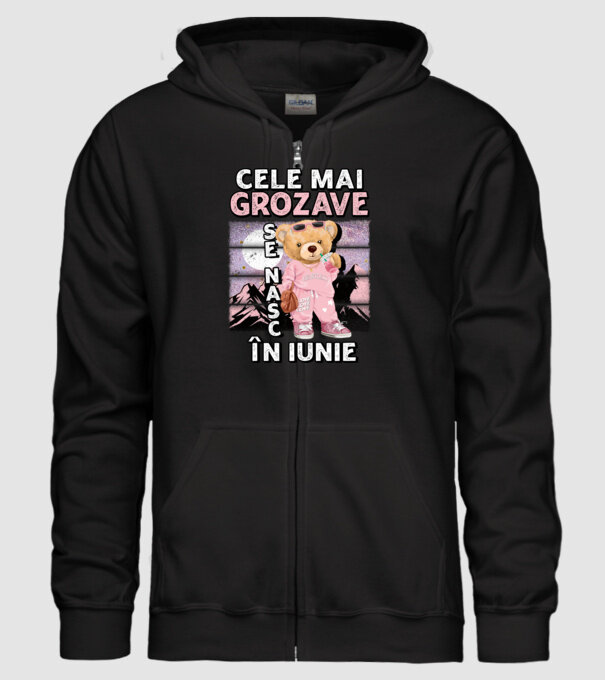 RETRO teddy fetişcană IUNIE model negru pe tricou